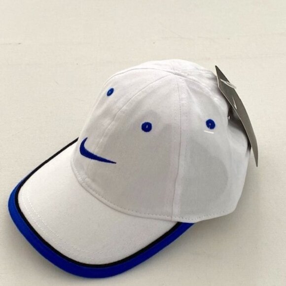 Nike Boy's 2505-W4W Cap Hat White Blue Swoosh